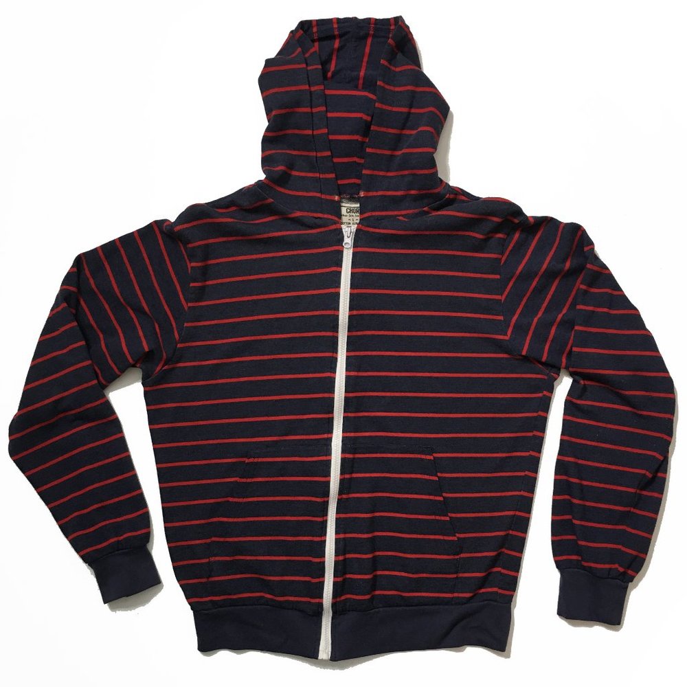 Chor Red/Blue Striped Men's Hoodie Large